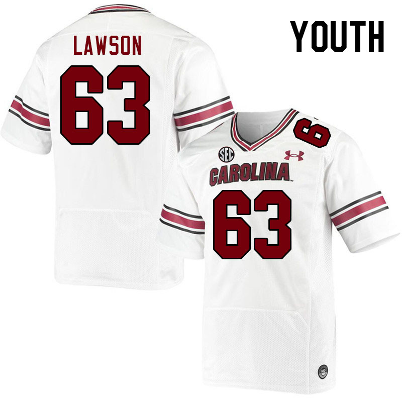 Youth #63 Parker Lawson South Carolina Gamecocks College Football Jerseys Stitched-White